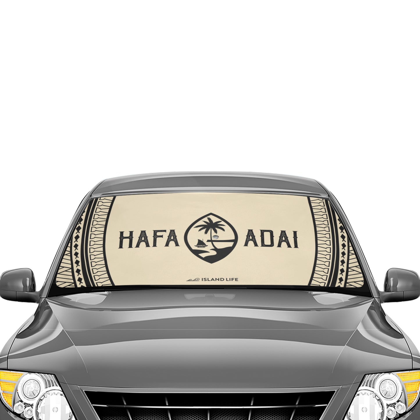 Hafa Adai Guam Tribal Tan Car Sun Shade Umbrella