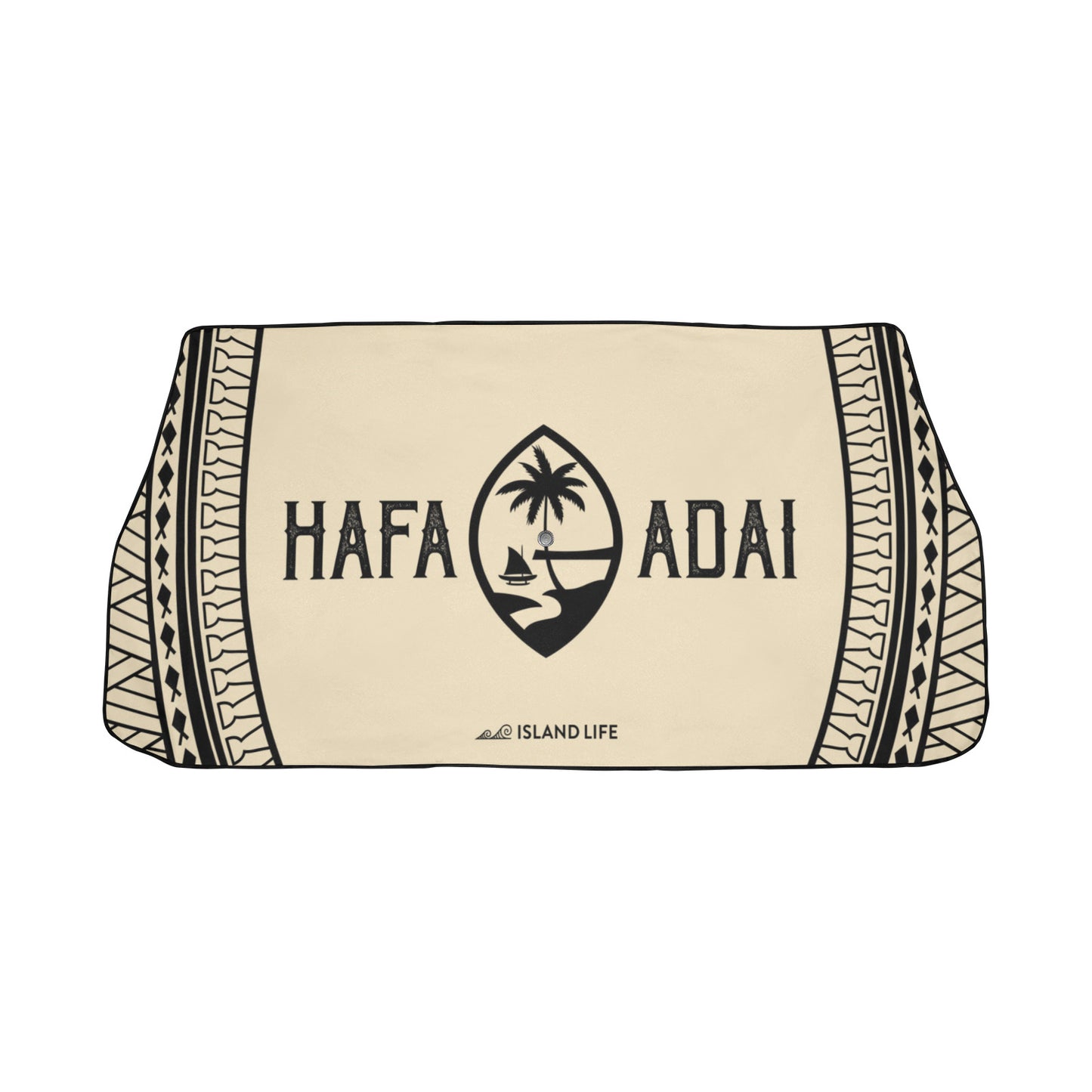 Hafa Adai Guam Tribal Tan Car Sun Shade Umbrella