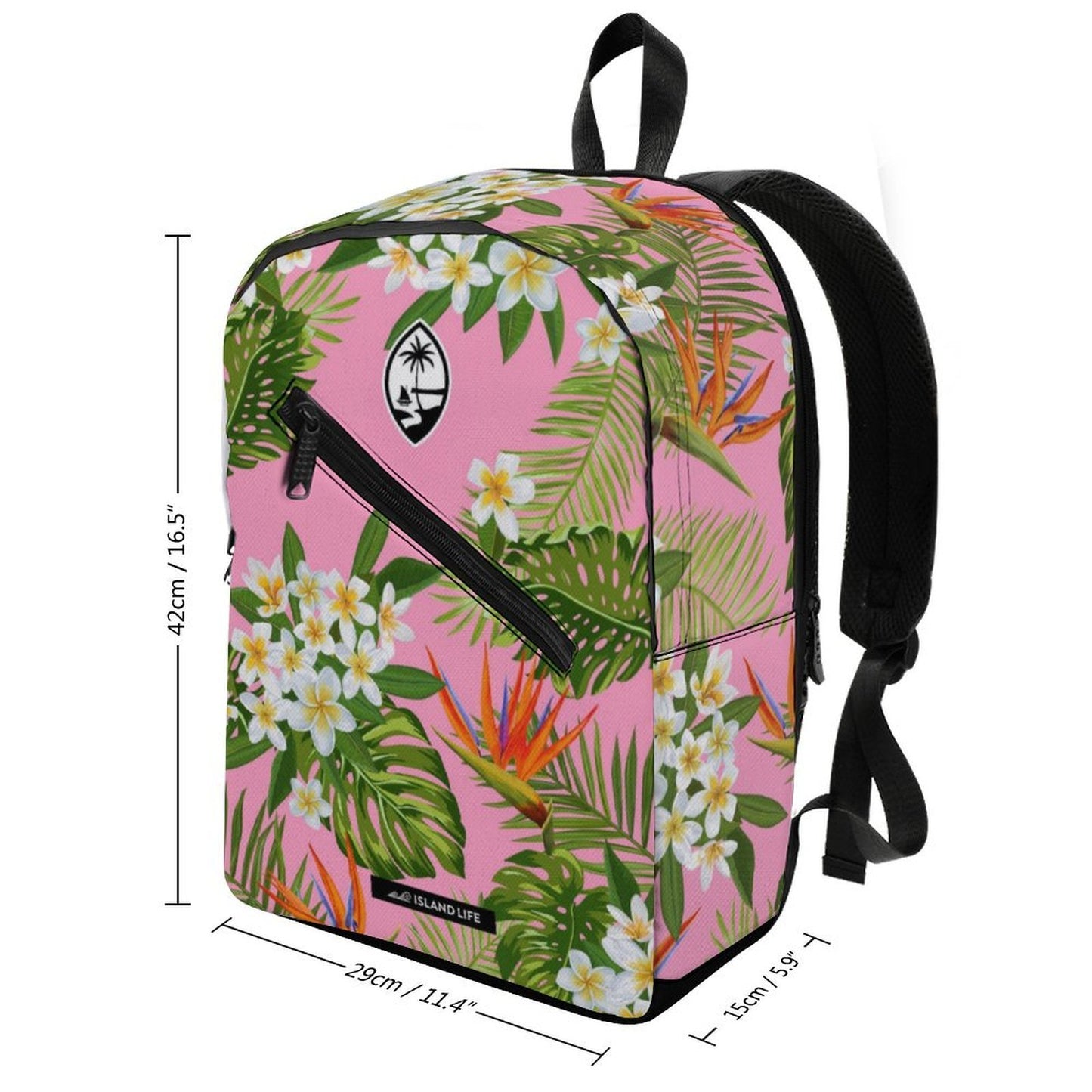 Guam Pink Tropical Flowers Dual-Compartment Backpack
