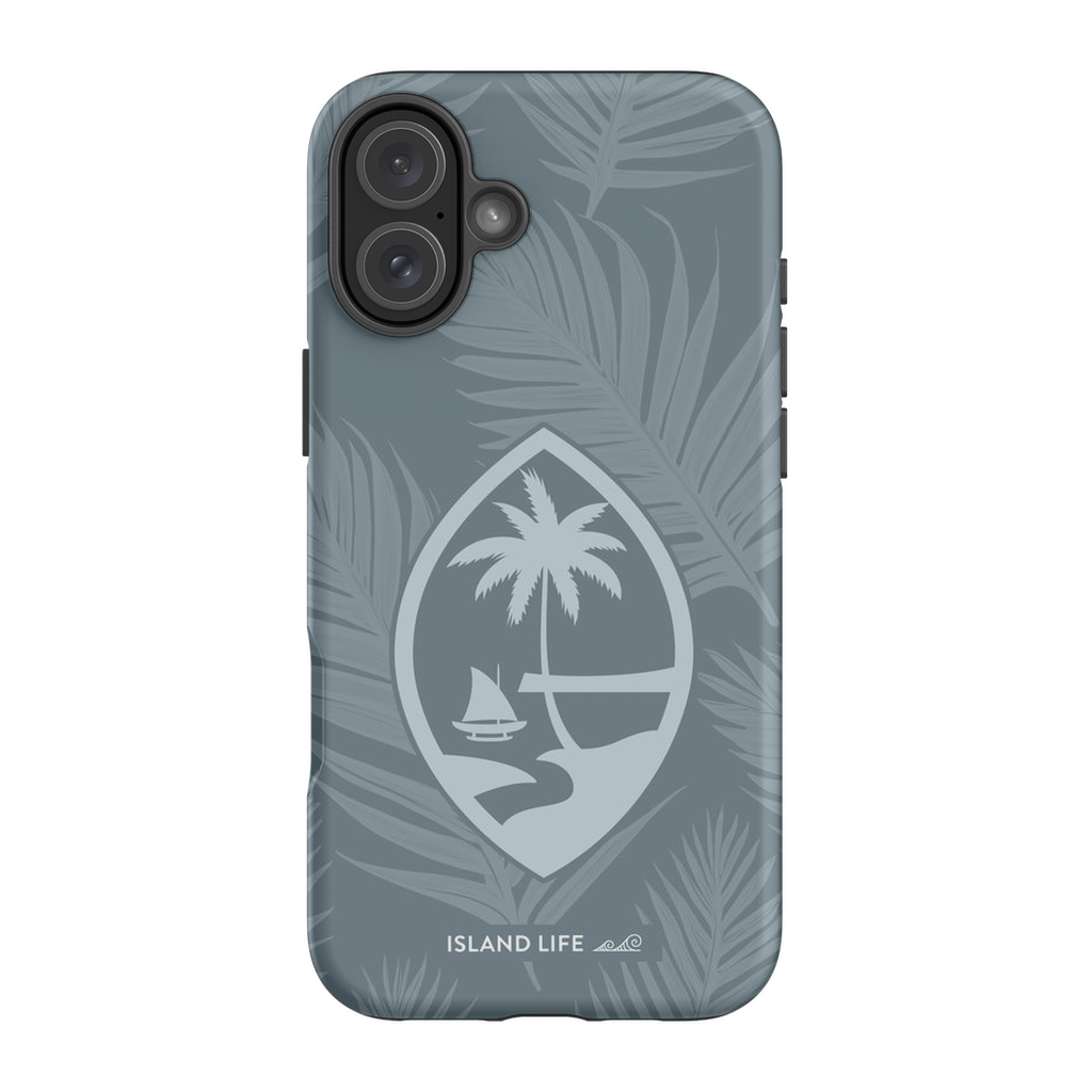 Guam Modern Leaves Slate Blue Premium Glossy Tough Phone Case