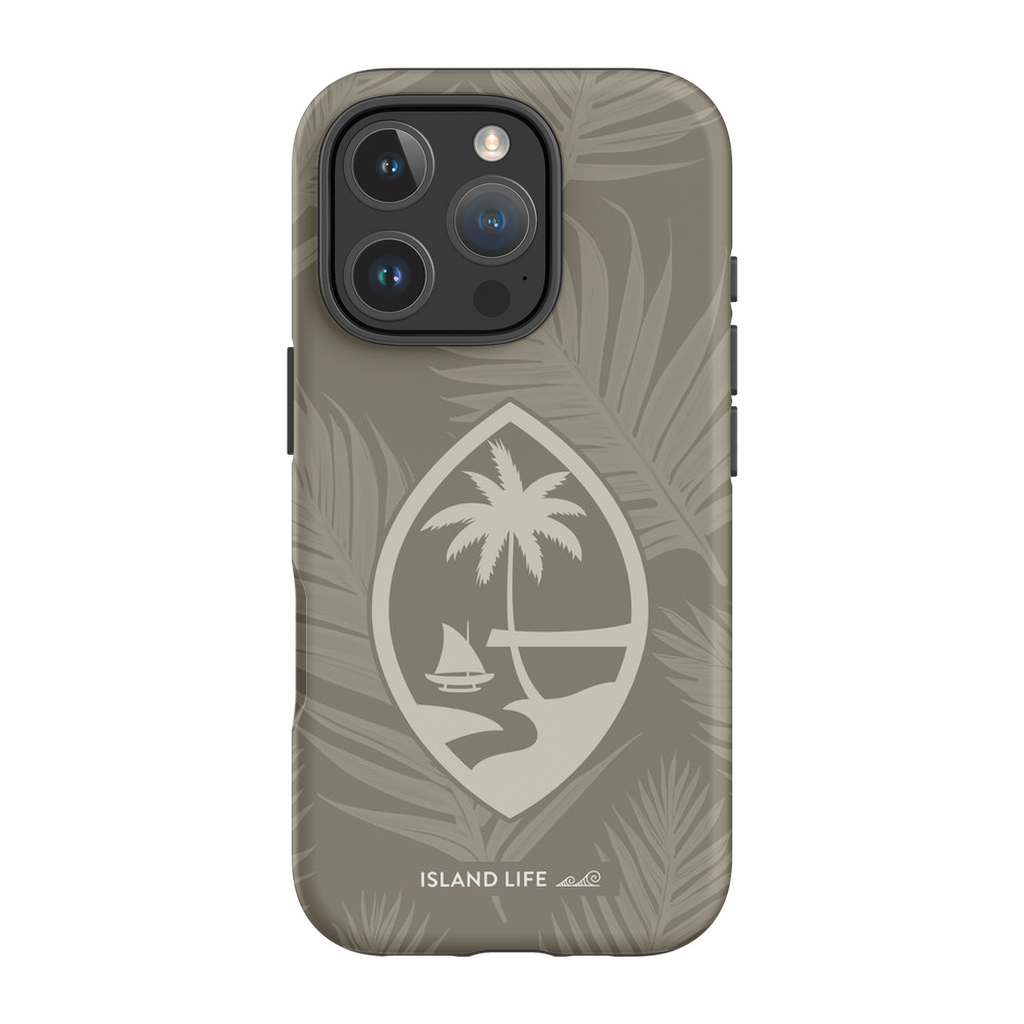 Guam Modern Leaves Khaki Premium Glossy Tough Phone Case