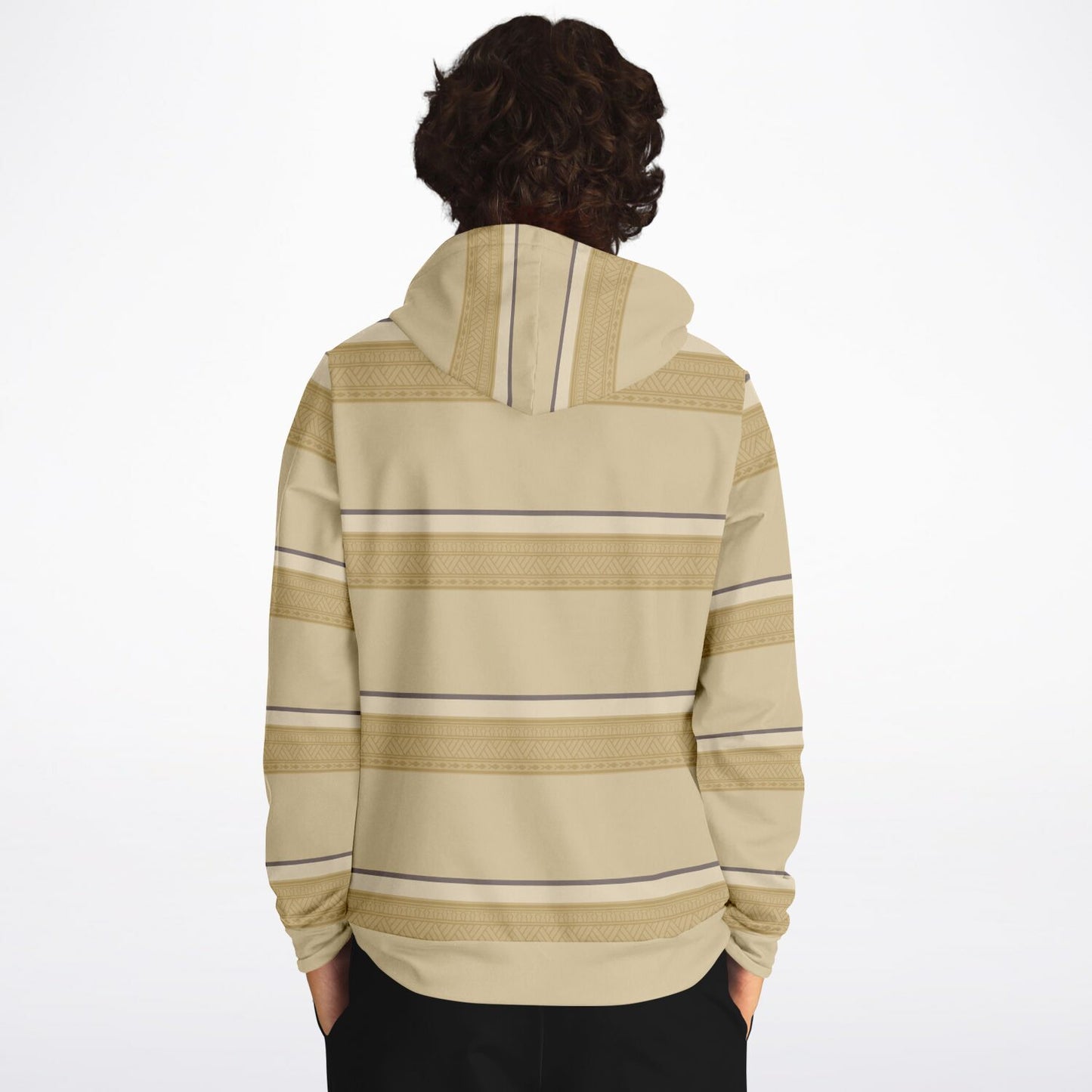 Guam Tribal Striped Khaki Unisex AOP Pullover Hoodie