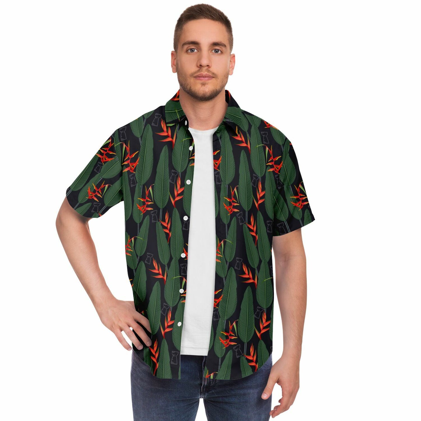 Latte Stone Heliconia Guam CNMI Button Down Shirt