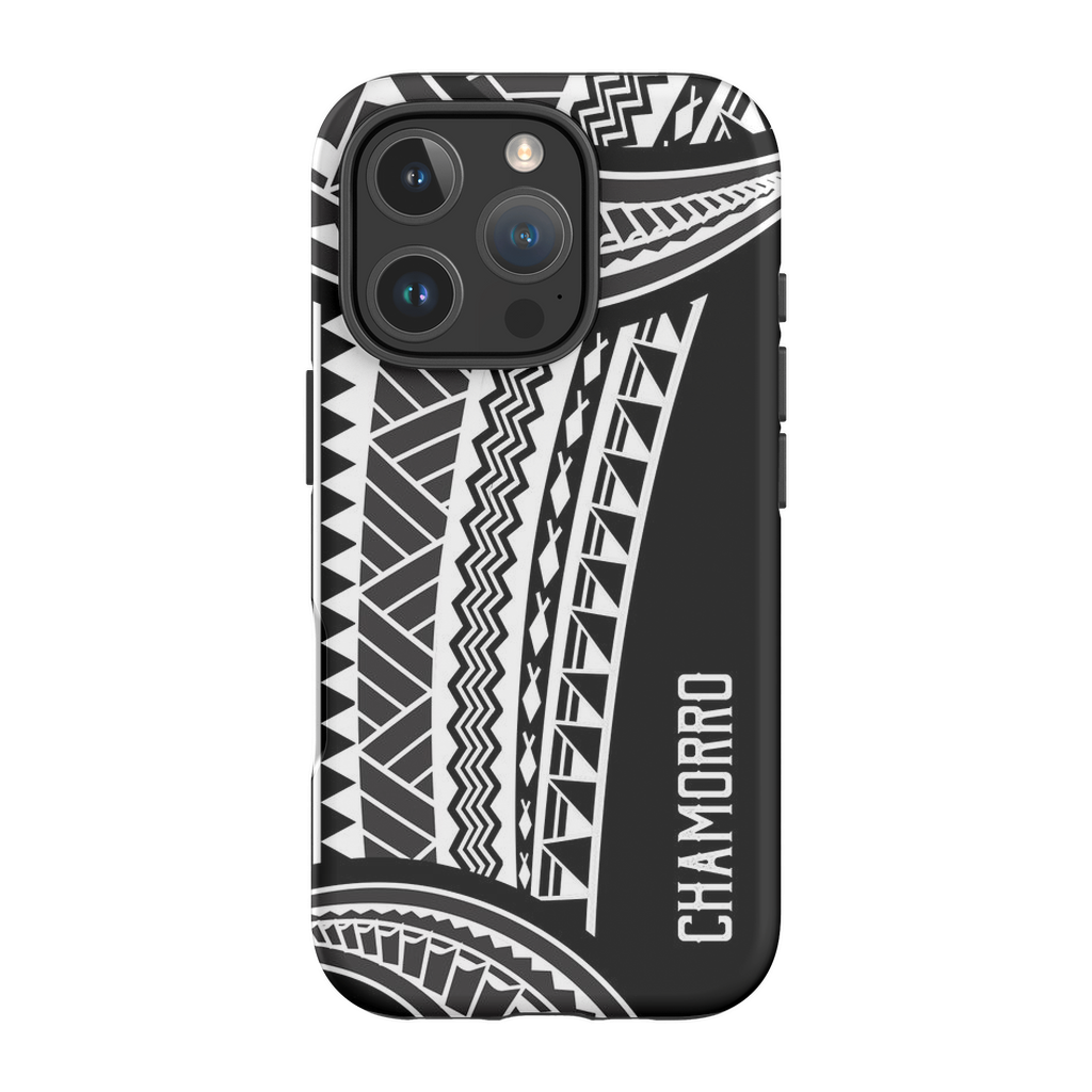 Chamorro Guam Saipan CNMI Island Tribal White Premium Glossy Tough Phone Case