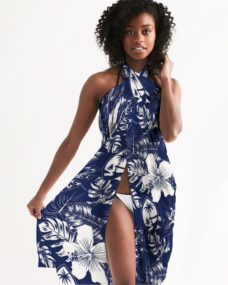 Guam Seal Blue Hibiscus Sarong Swim Cover Up