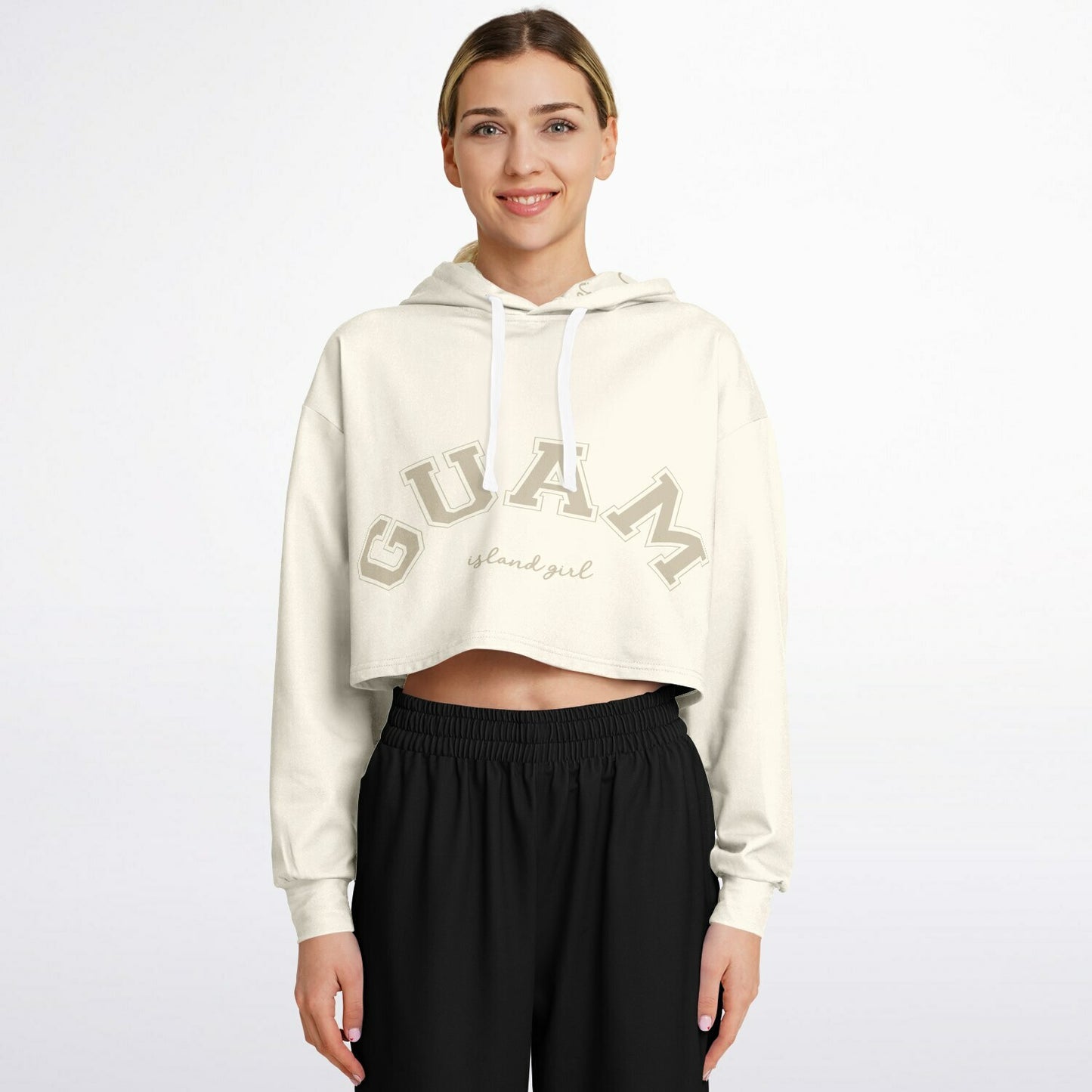 Islander Guam Girl Cream Cropped Hoodie