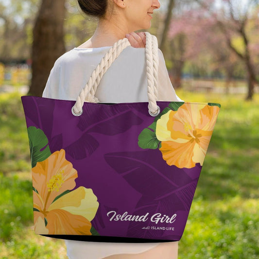 Island Girl Purple Guam CNMI Hemp Rope Tote Bag