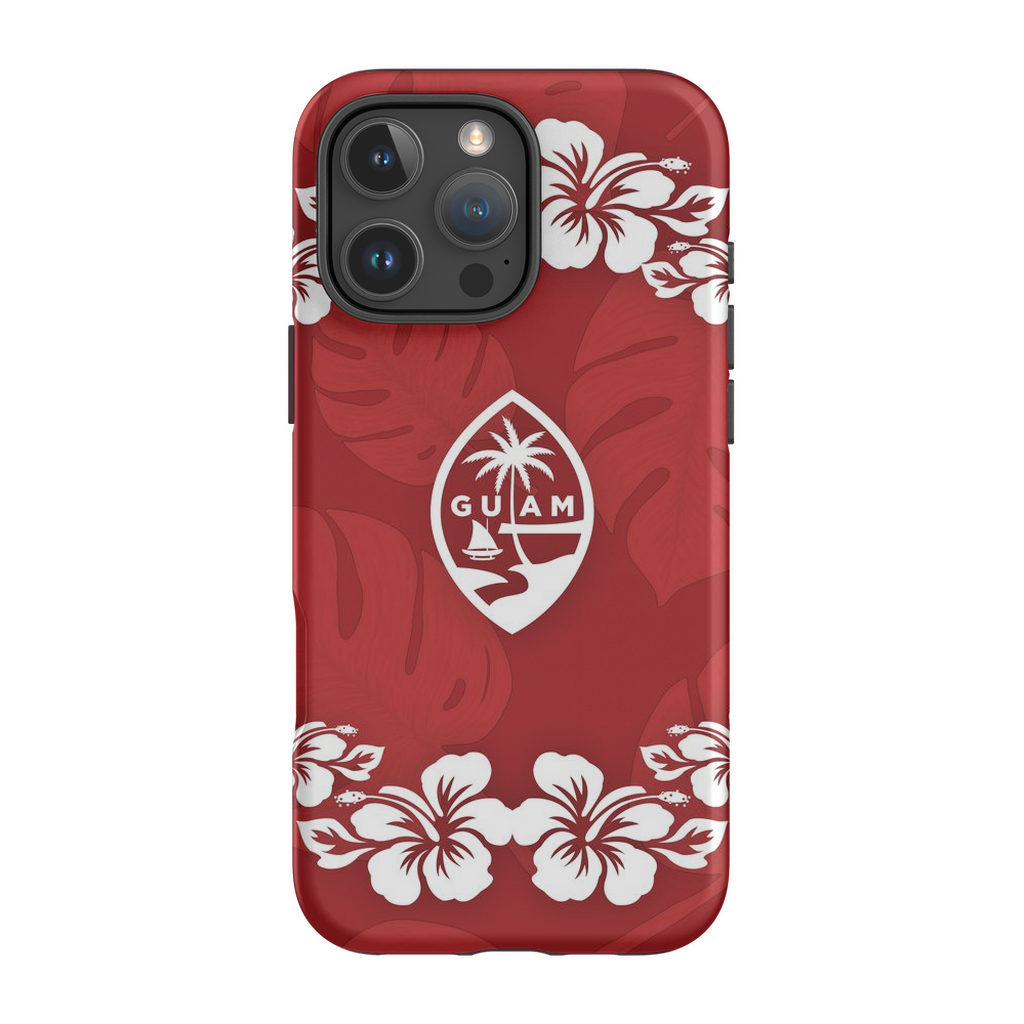 Guam Seal Red Hibiscus Premium Glossy Tough Phone Case