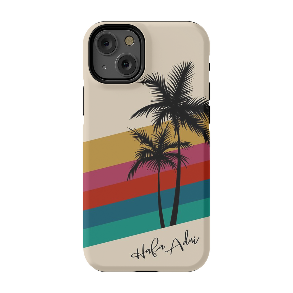 Retro Rainbow Sunset Hafa Adai Guam CNMI Premium Glossy Tough Phone Case