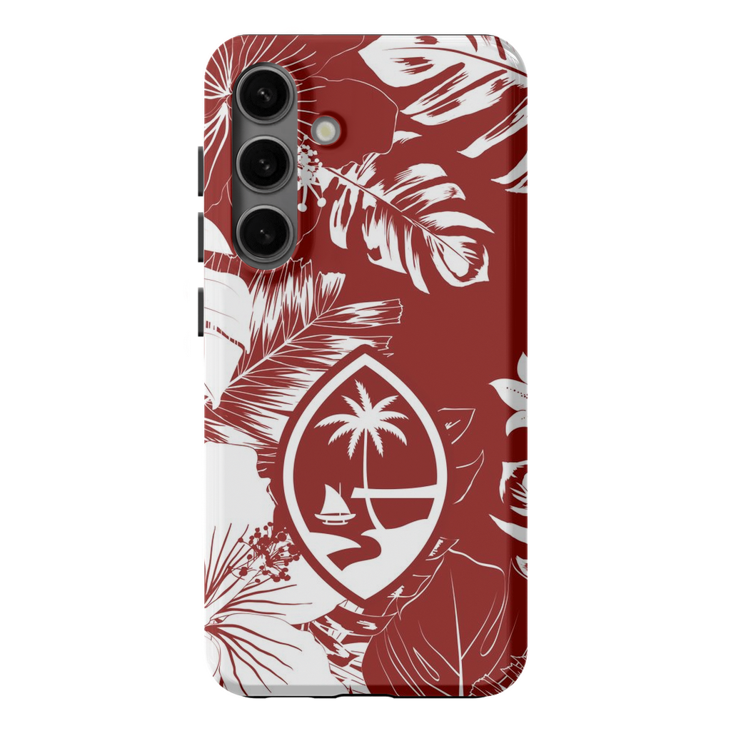 Guam Hibiscus Floral Red Premium Glossy Tough Phone Case