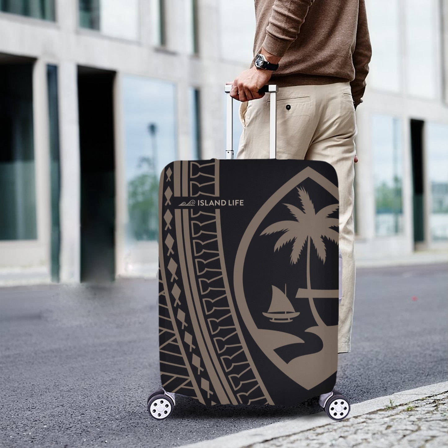 Guam Seal Brown Tribal Luggage Cover