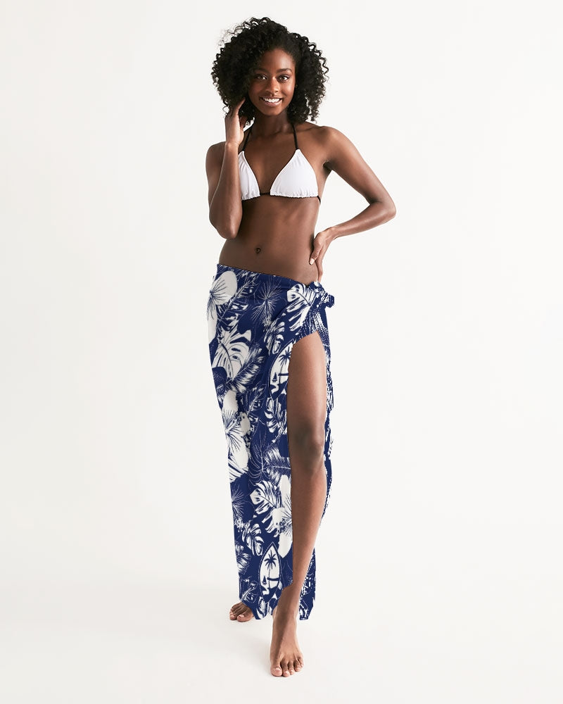 Guam Seal Blue Hibiscus Sarong Swim Cover Up