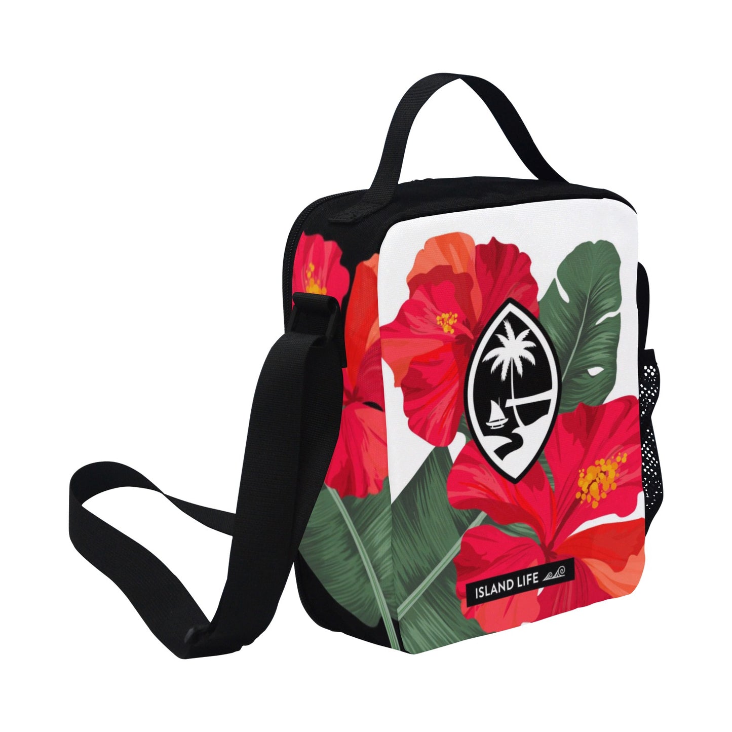 Guam Hibiscus Paradise Red Crossbody Kids Lunch Bag