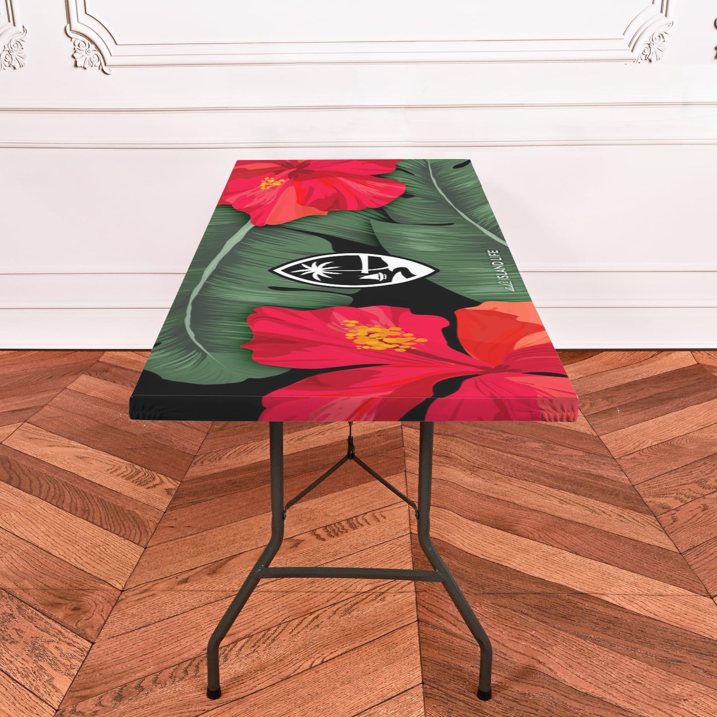 Guam Hibiscus Paradise Red Fitted Tablecloth