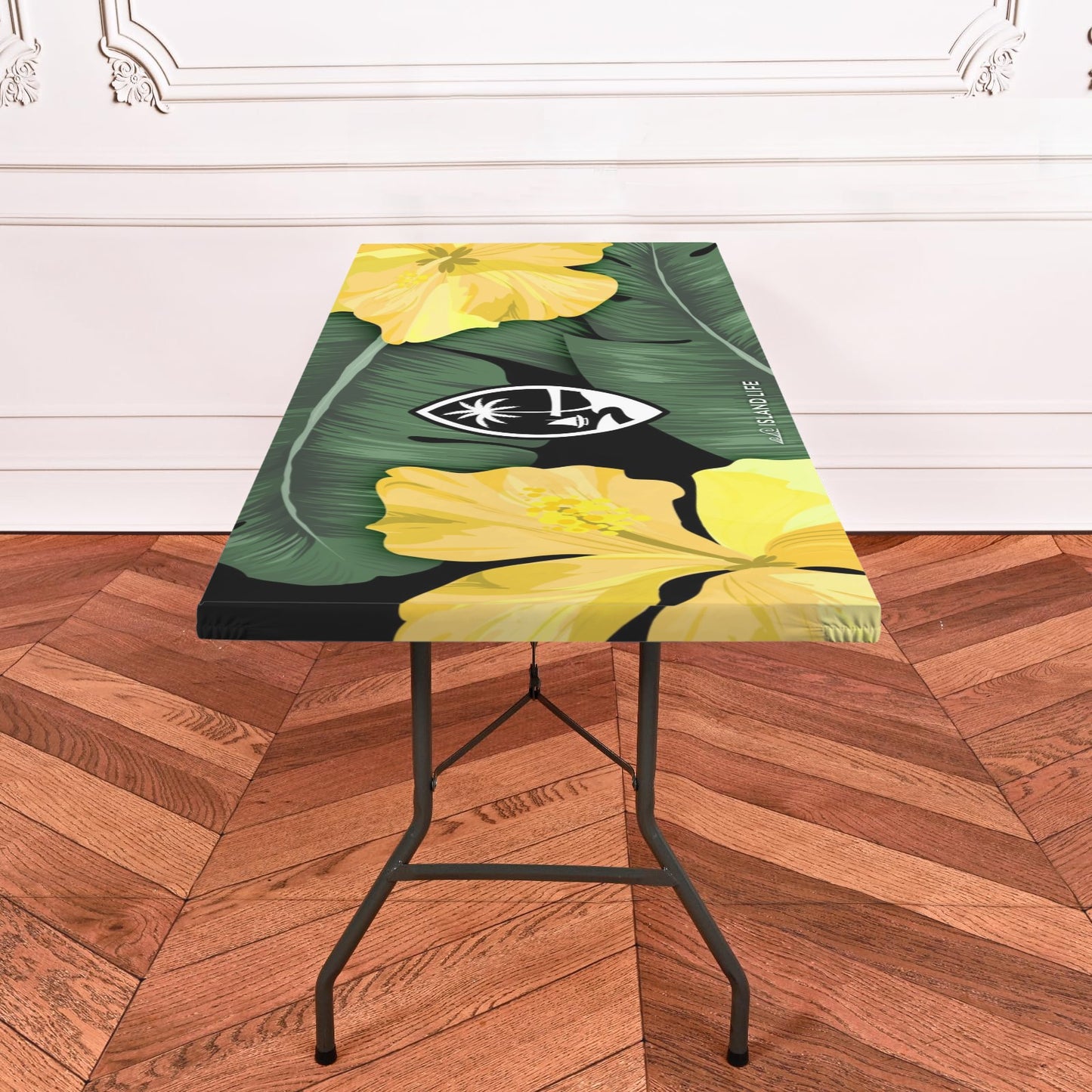 Guam Hibiscus Paradise Yellow Fitted Tablecloth