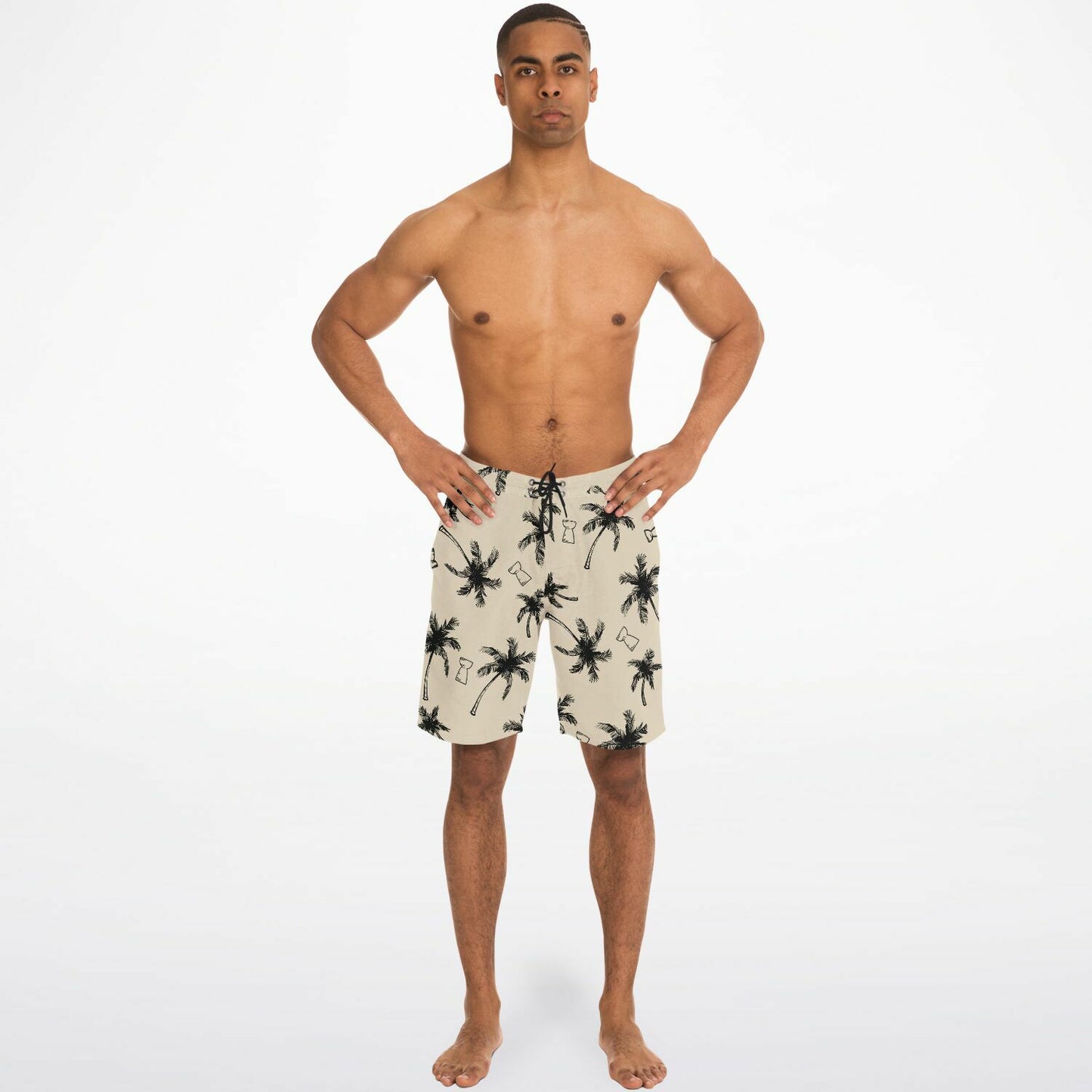 Guam CNMI Latte Stone Coconut Trees Khaki Mens Board Shorts