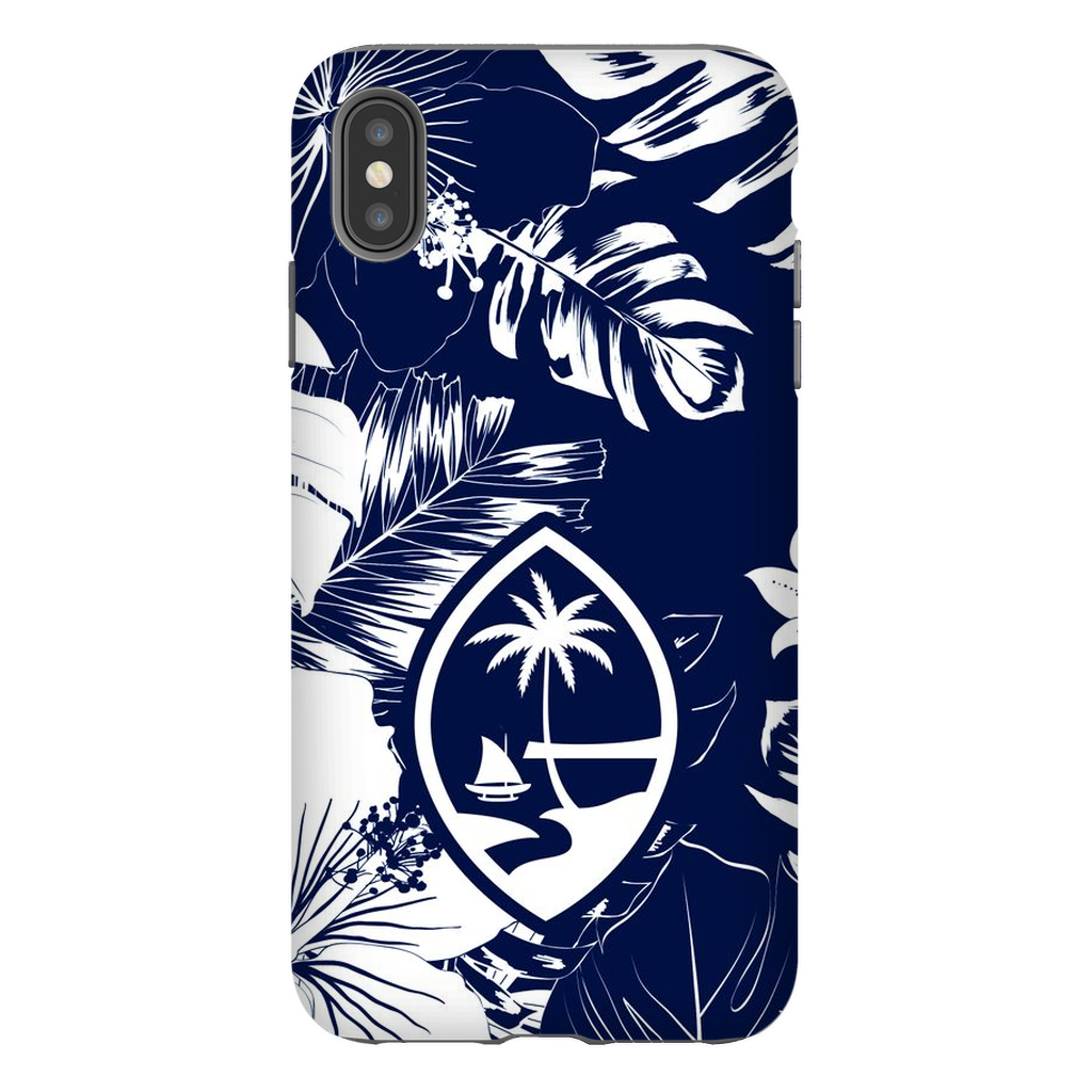 Guam Hibiscus Floral Navy Premium Glossy Tough Phone Case