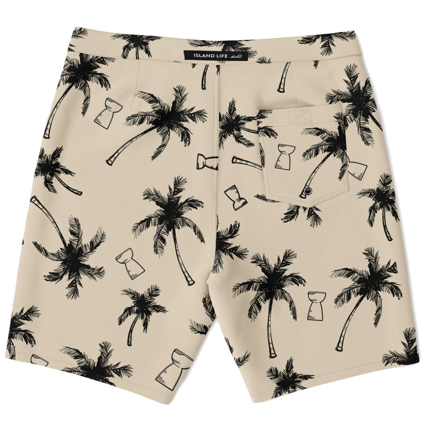 Guam CNMI Latte Stone Coconut Trees Khaki Mens Board Shorts