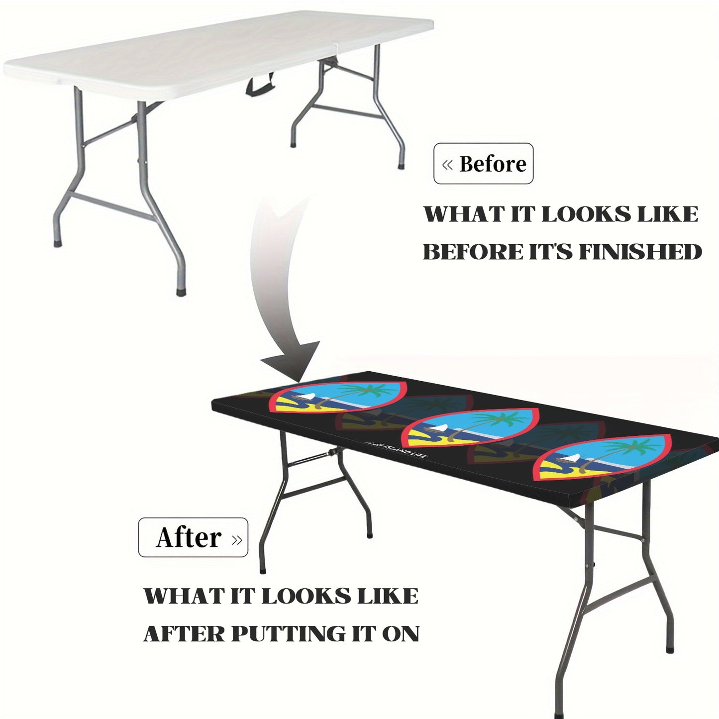 Guam Seals Black Fitted Tablecloth