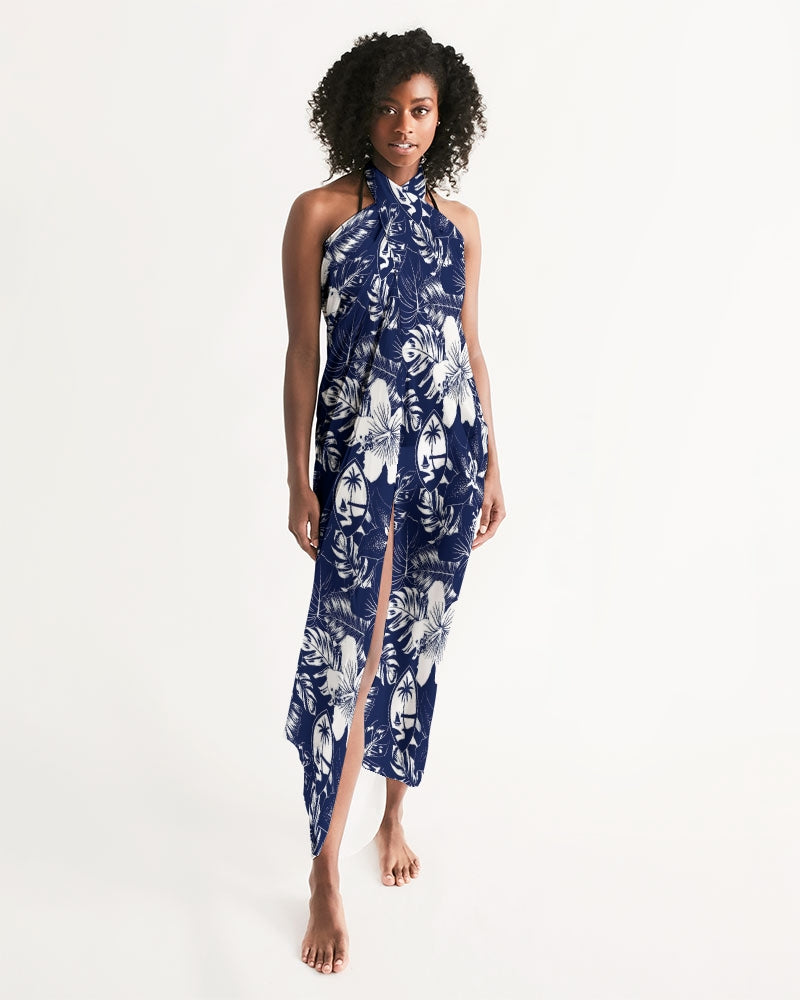 Guam Seal Blue Hibiscus Sarong Swim Cover Up