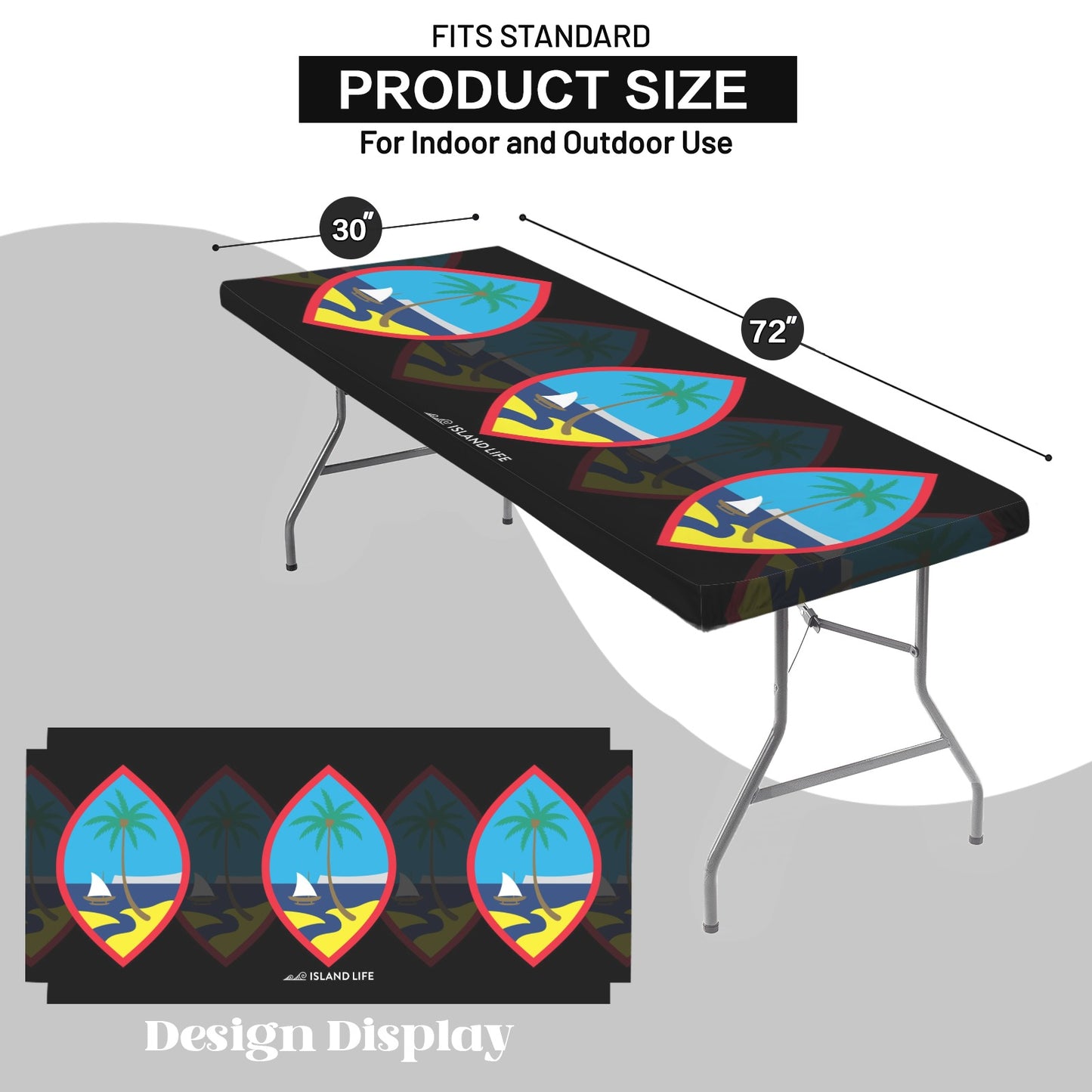 Guam Seals Black Fitted Tablecloth