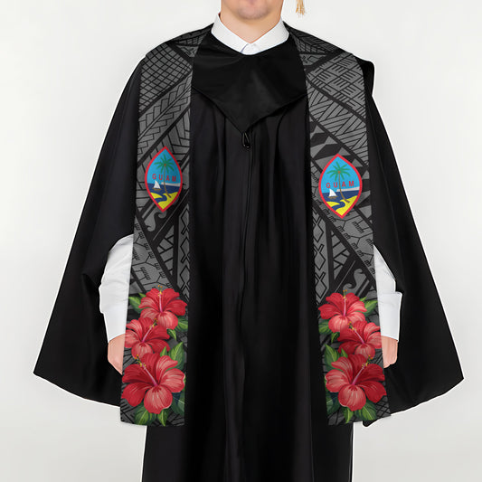 Guahan Hibiscus Tribal Black Graduation Stole Sash