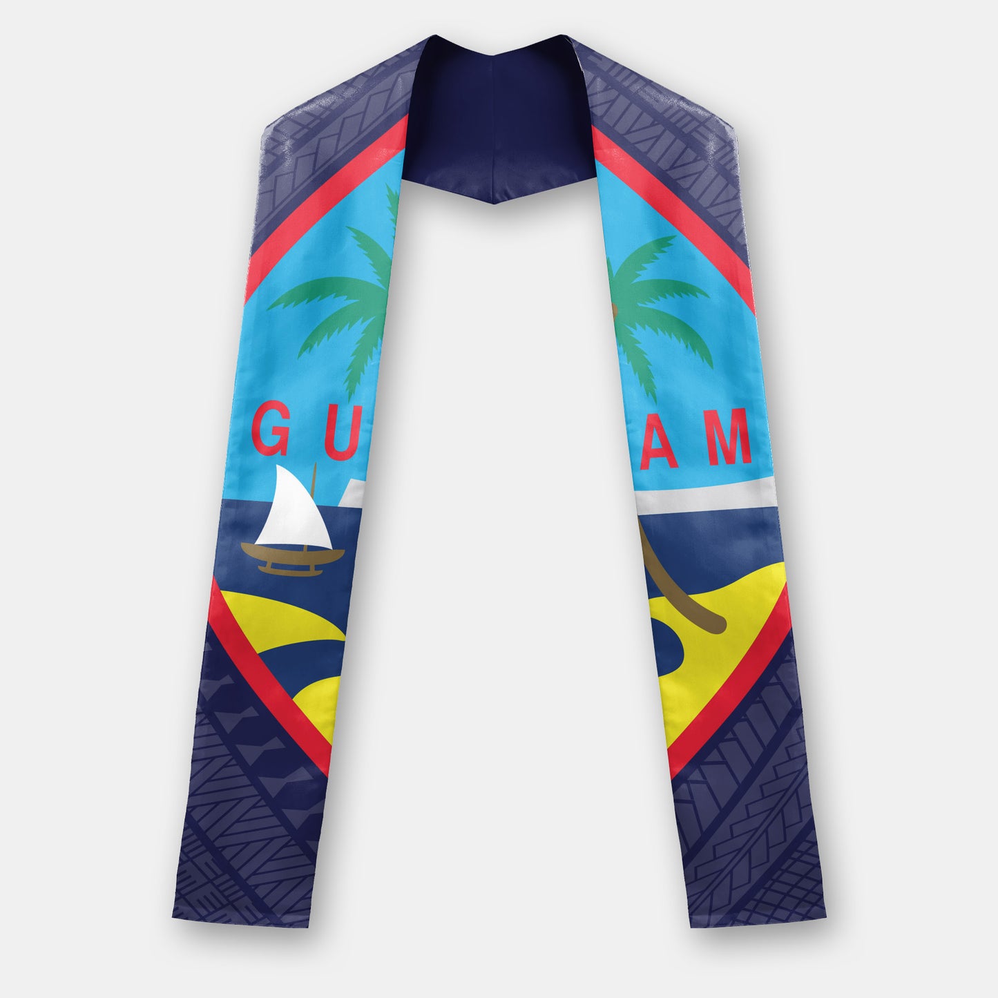 Guahan Tribal Blue Guam Graduation Stole Sash