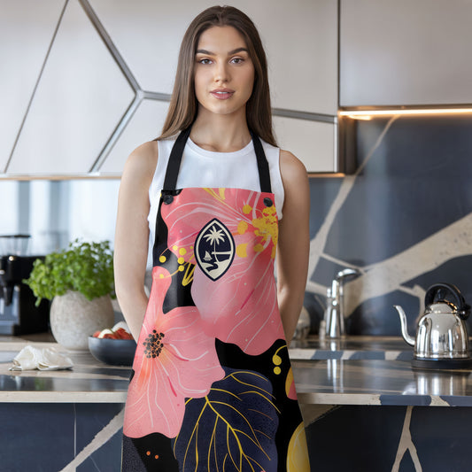 Guam Classy Pink Hibiscus Apron