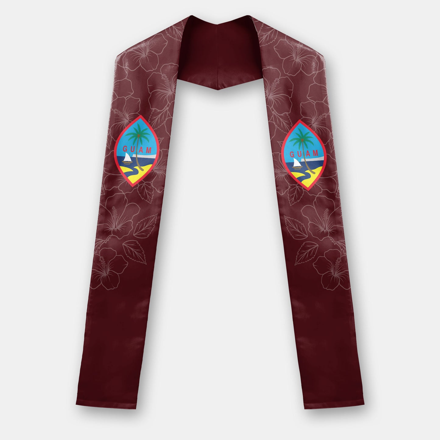 Guam Hibiscus Maroon Graduation Stole Sash