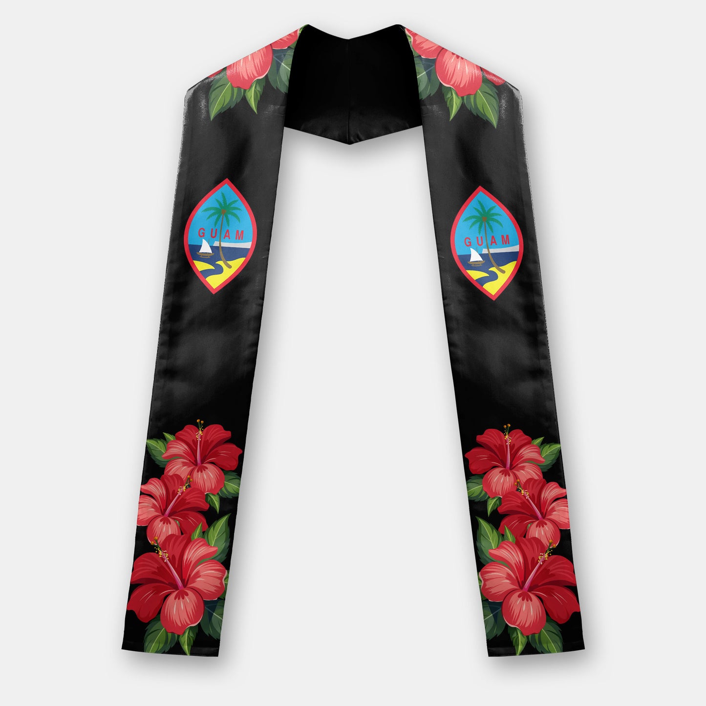 Guam Red Hibiscus Black Graduation Stole Sash