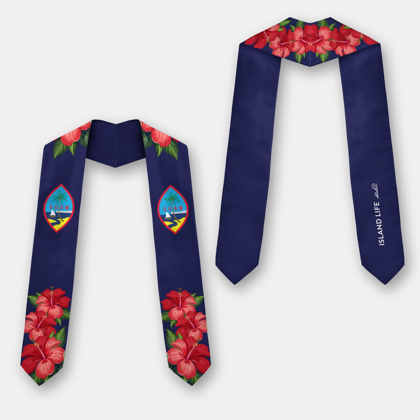 Guam Red Hibiscus Blue Graduation Stole Sash