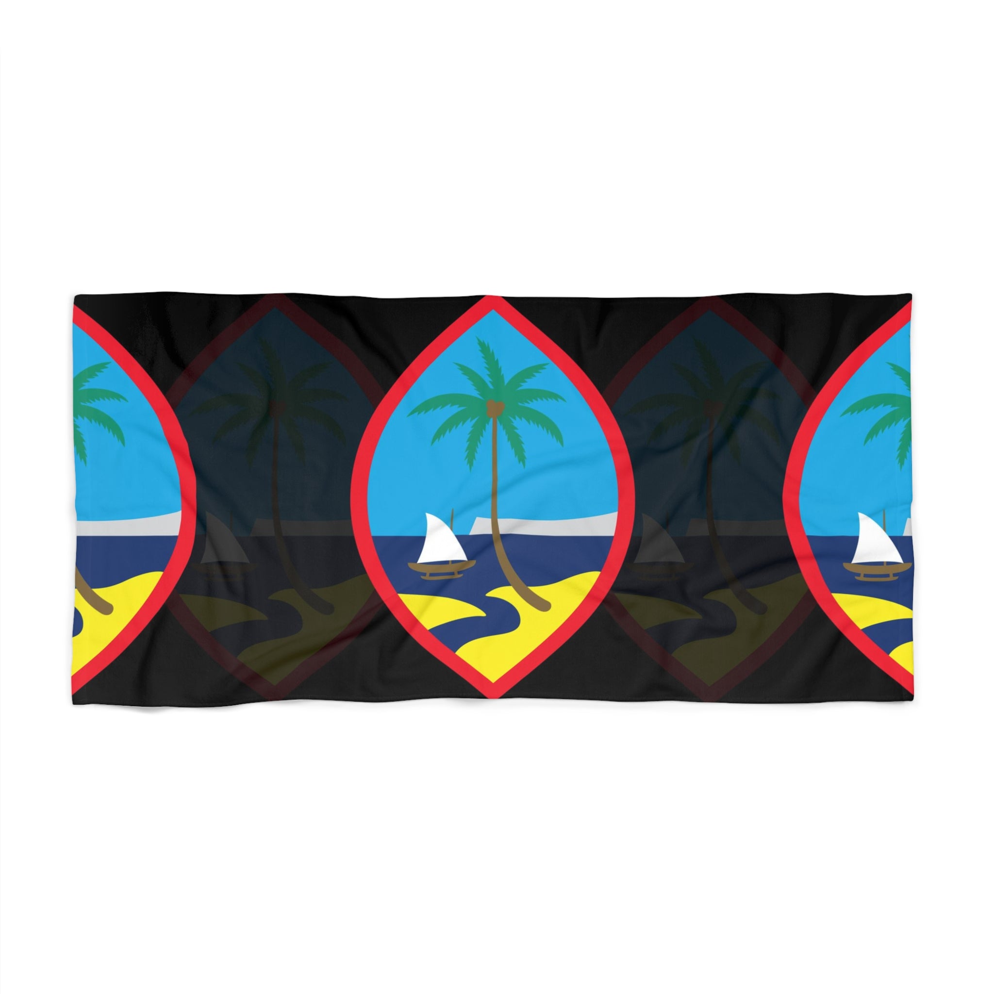 Guam Seals Black Beach Towel
