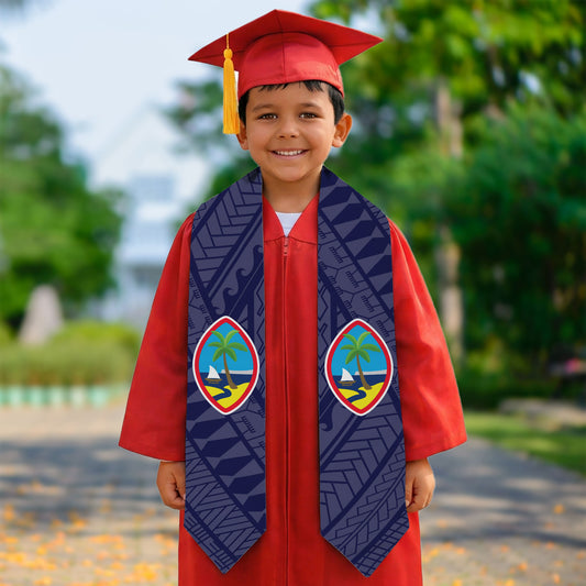 Kids Guahan Tribal Blue Graduation Stole
