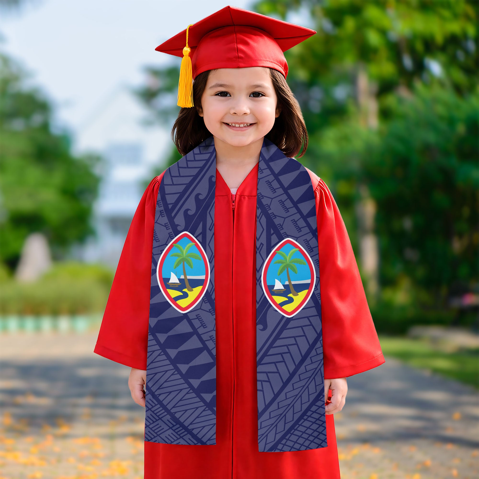 Kids Guahan Tribal Blue Graduation Stole – Island Life