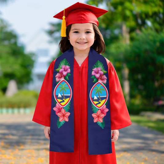 Kids Guam Seal Flowers Graduation Stole Sash