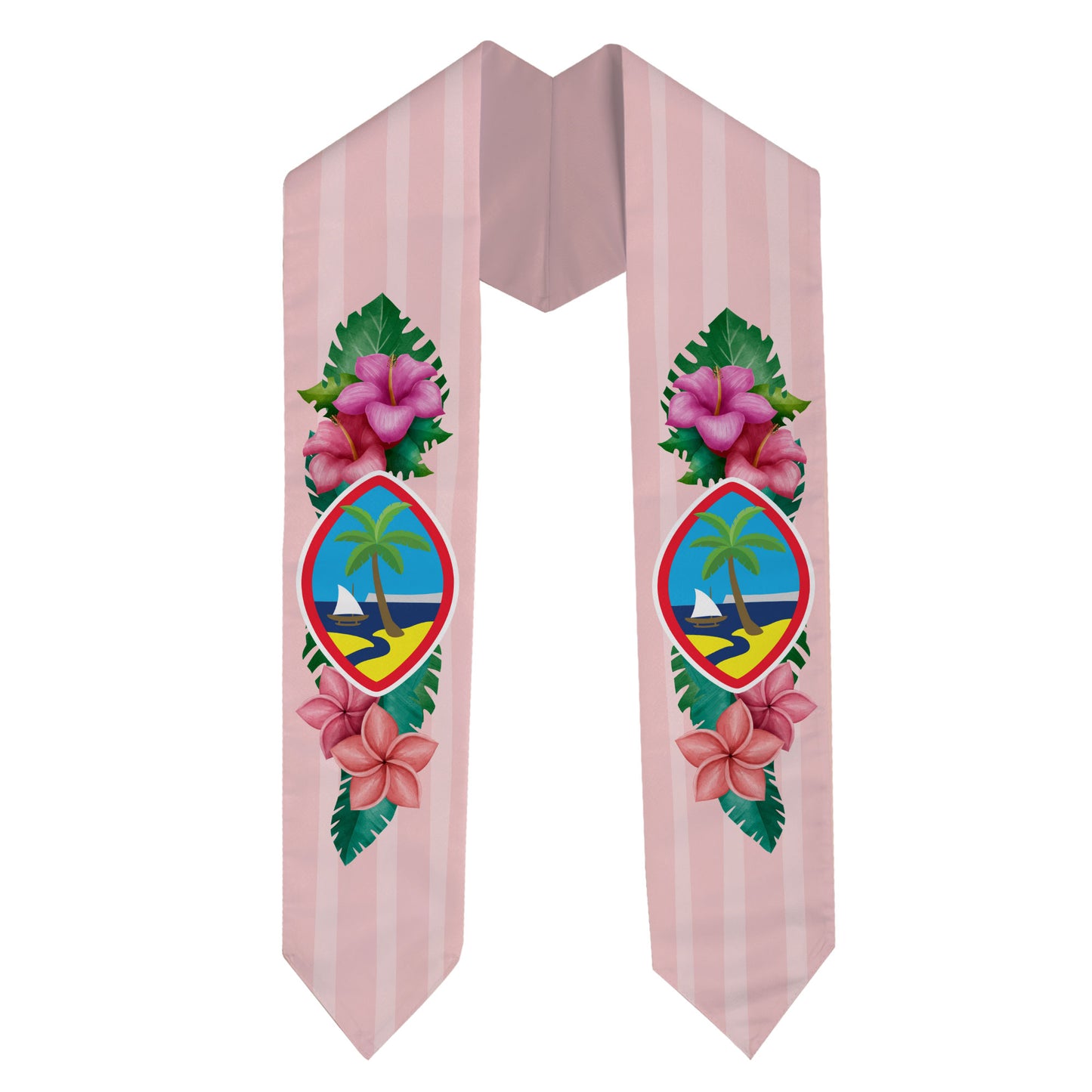 Kids Guam Seal Pink Flowers Graduation Stole Sash