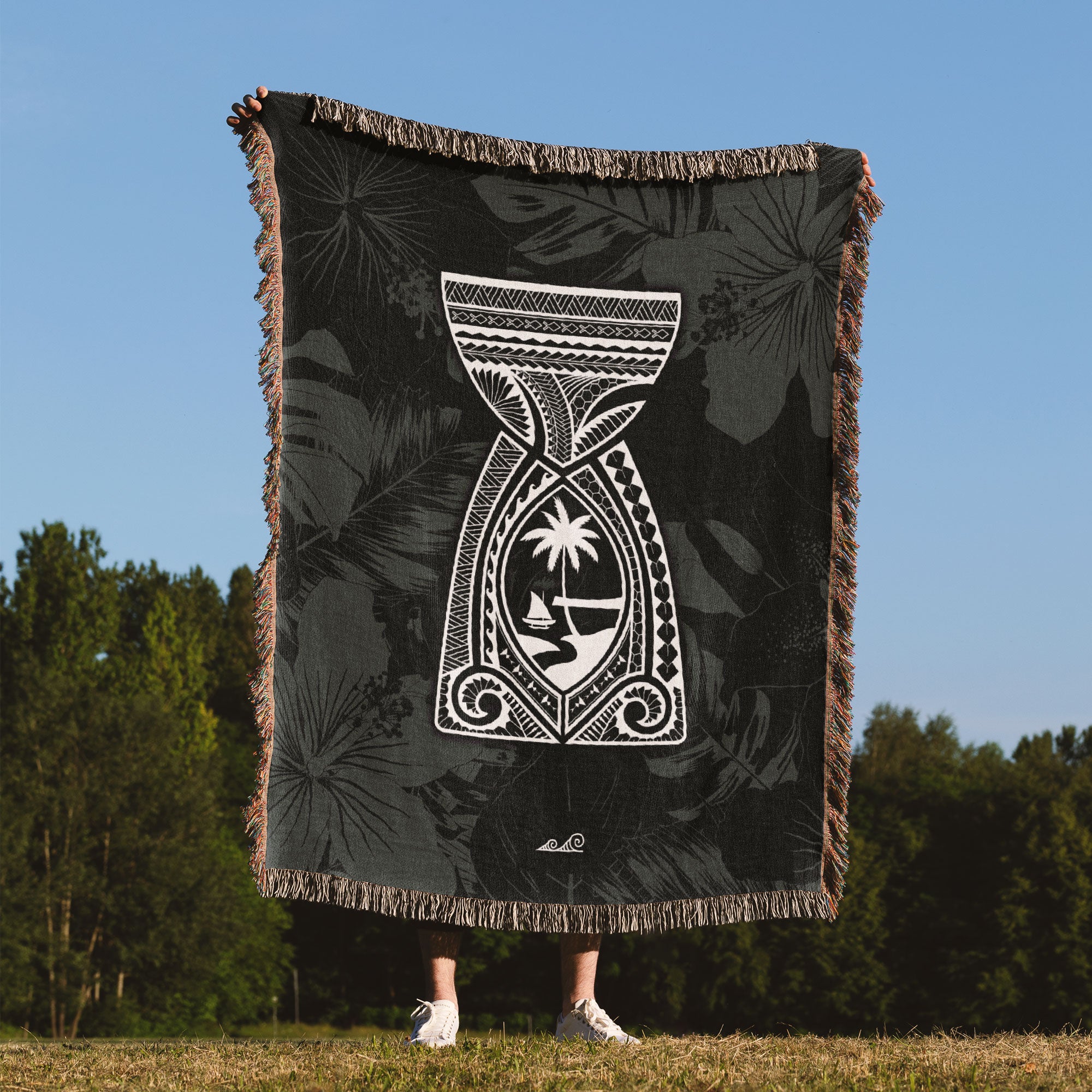 Guam Patterns Latte Stone Guam Tribal Woven Blanket β Island Life