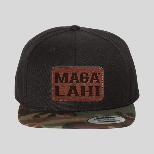 Maga' Låhi Chamorro Guam CNMI Faux Leather Patch Premium Flat Bill Snapback Hat