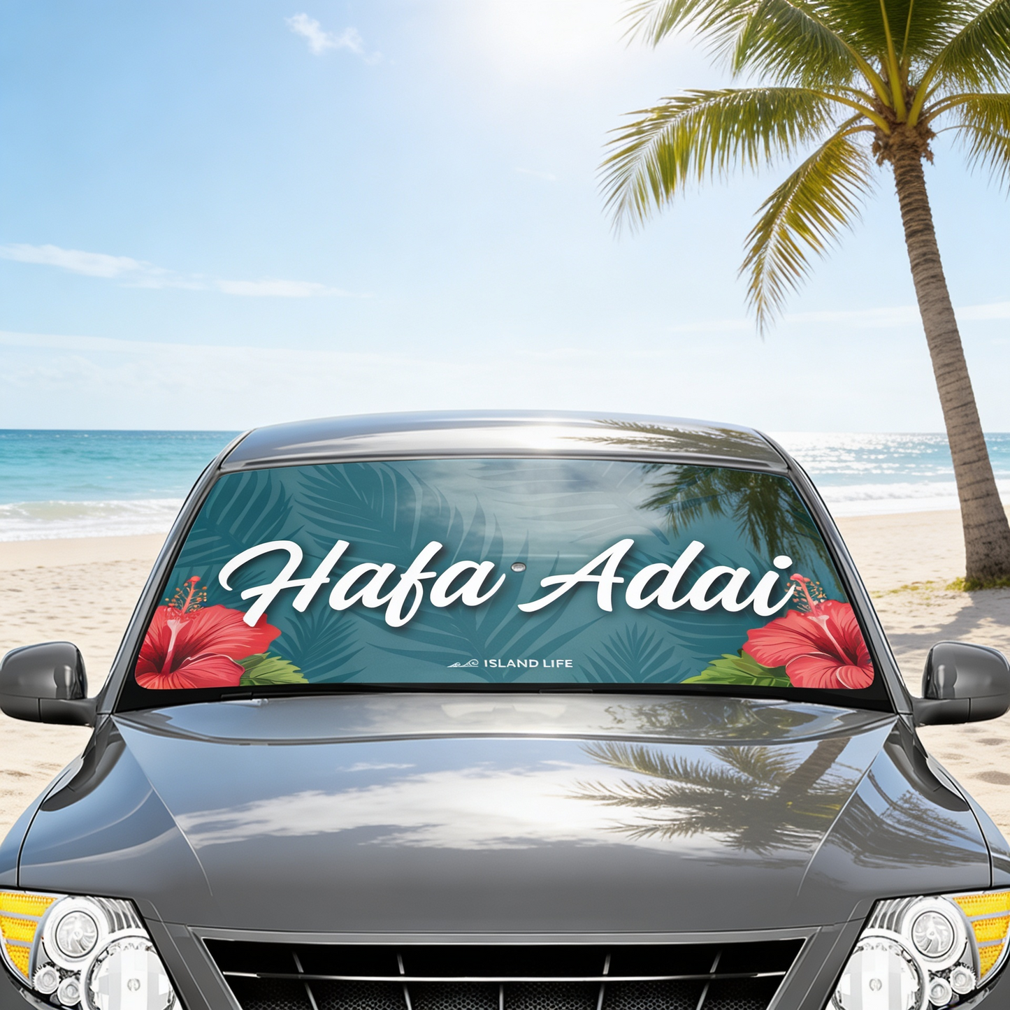 Hafa Adai Hibiscus Guam CNMI Car Sun Shade Umbrella