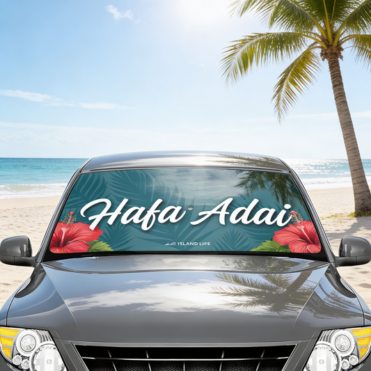 Hafa Adai Hibiscus Guam CNMI Car Sun Shade Umbrella