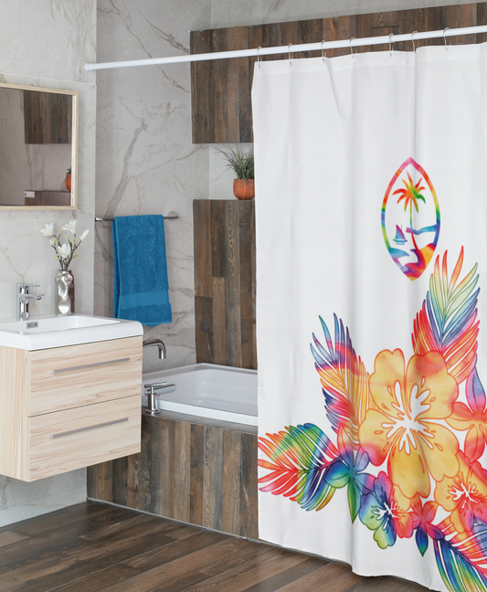 Guam Tropical Hibiscus Tie Dye Shower Curtain 72" x 72"