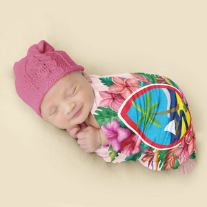 Baby Blanket - Pañal Tela Antiseptica Bordado / Cigueña - Rosado (LCC746)