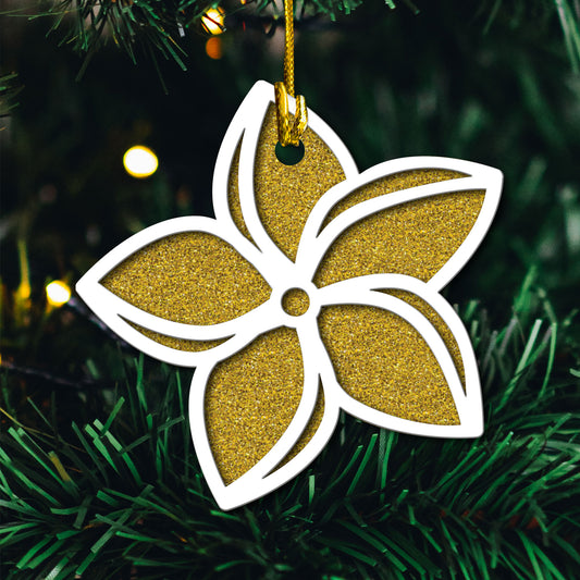 Plumeria Guam CNMI 2-Layer Glitter Wood Ornament