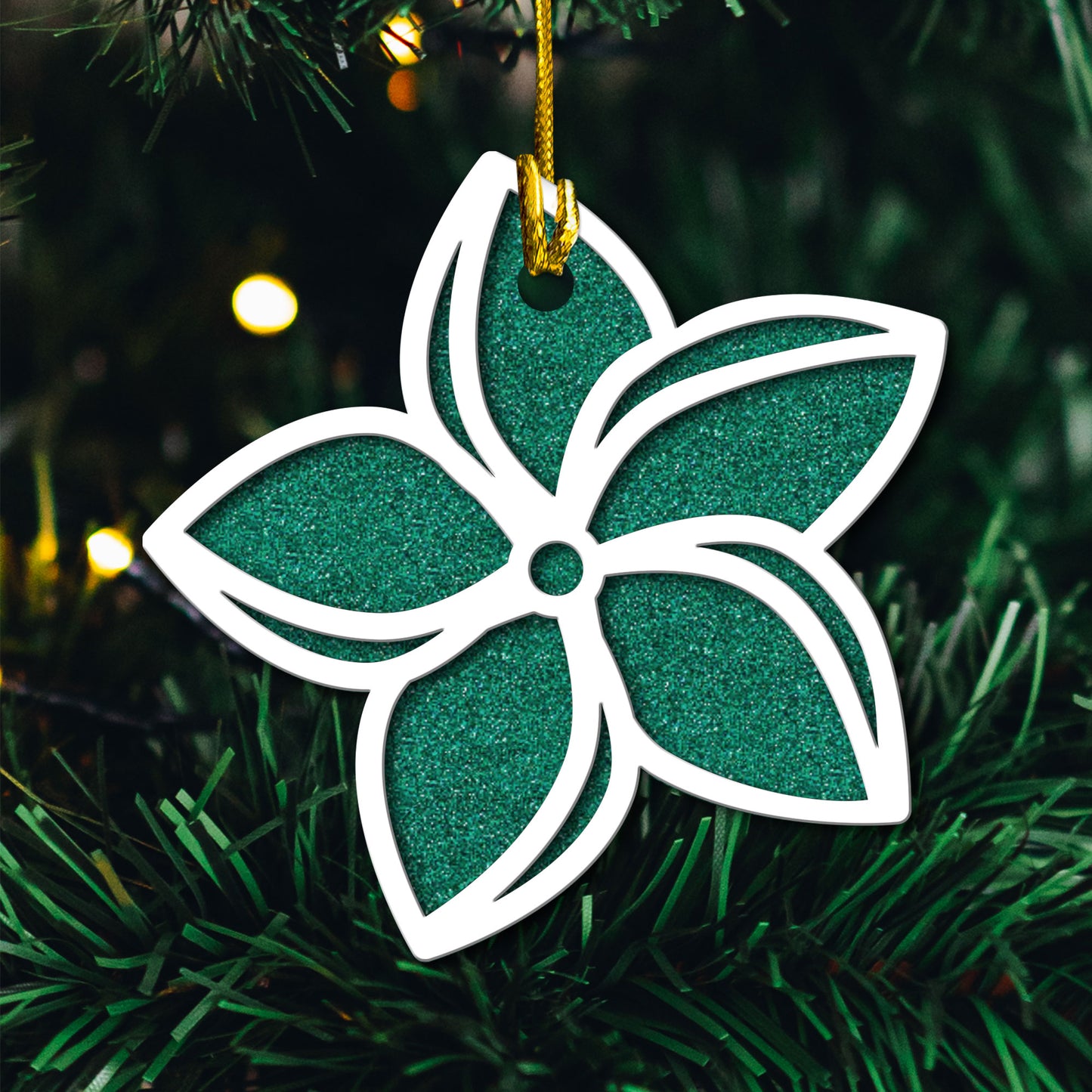 Plumeria Guam CNMI 2-Layer Glitter Wood Ornament