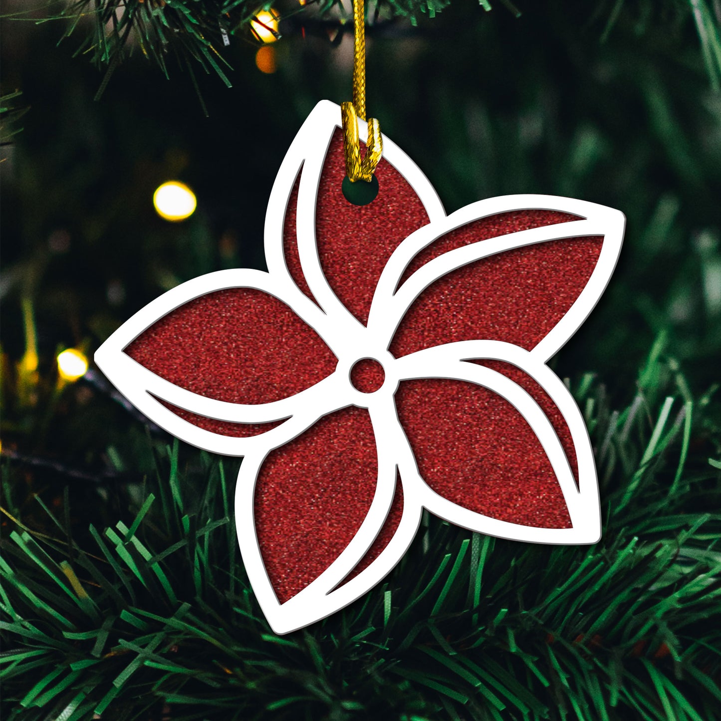 Plumeria Guam CNMI 2-Layer Glitter Wood Ornament