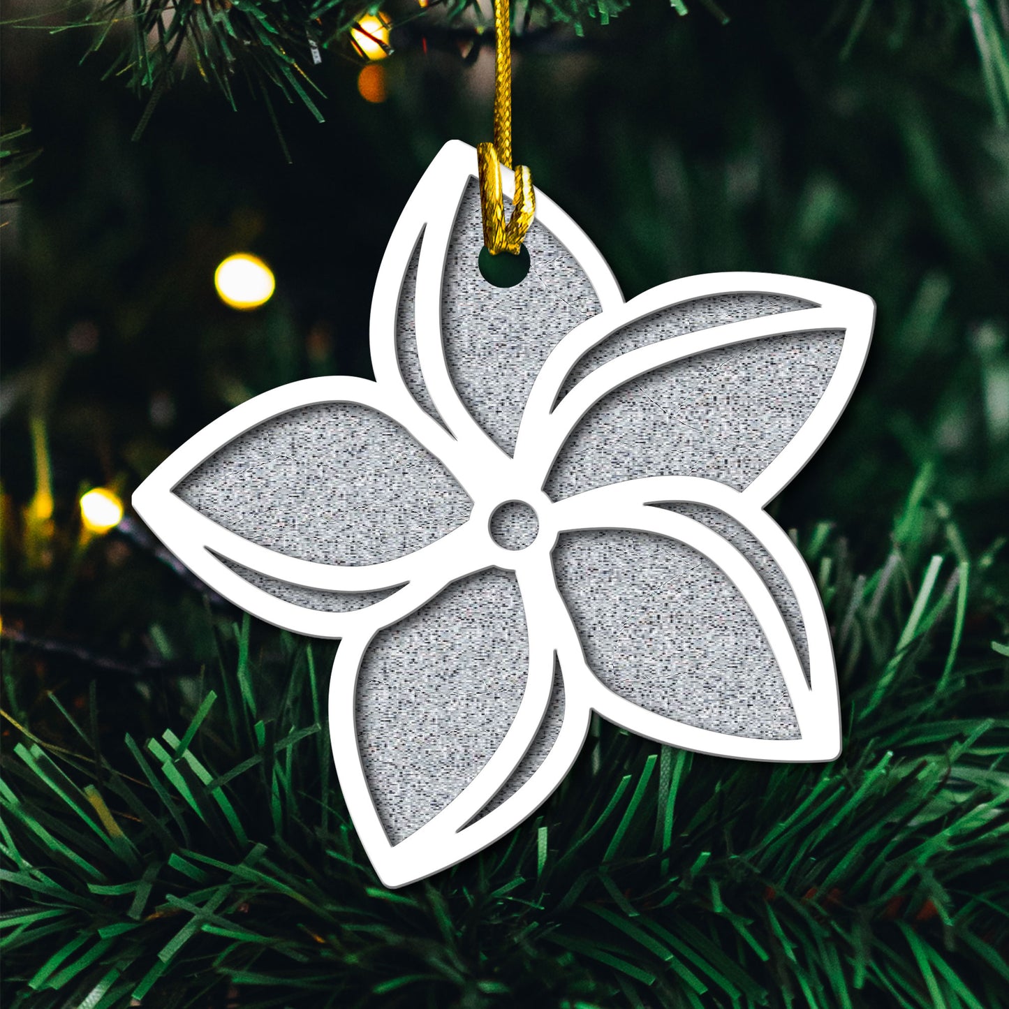 Plumeria Guam CNMI 2-Layer Glitter Wood Ornament