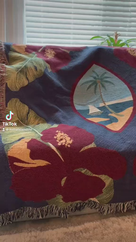 ラグ・カーペット guam rug blanket Guam Seal Hibiscus Paradise Woven Blanket – Island Life