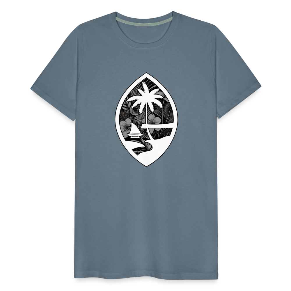 Guam Seal Monochrome Floral Men's Premium T-Shirt - steel blue