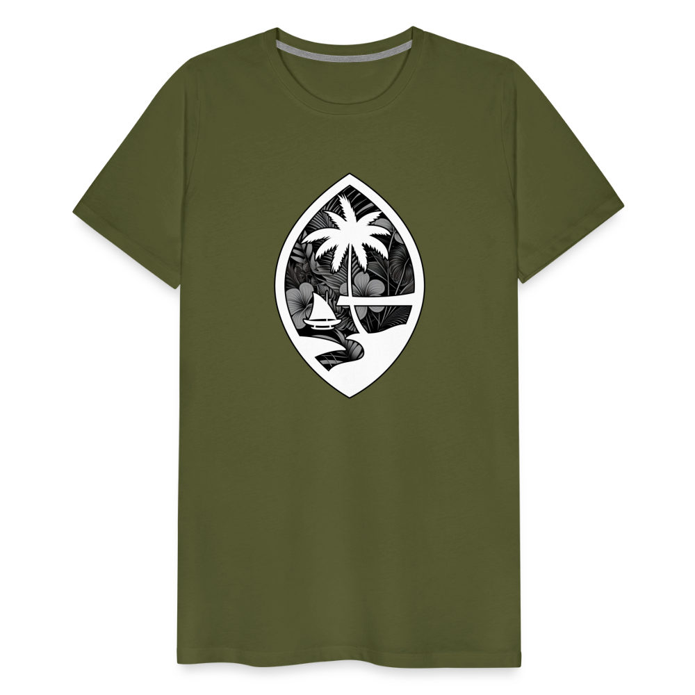 Guam Seal Monochrome Floral Men's Premium T-Shirt - olive green