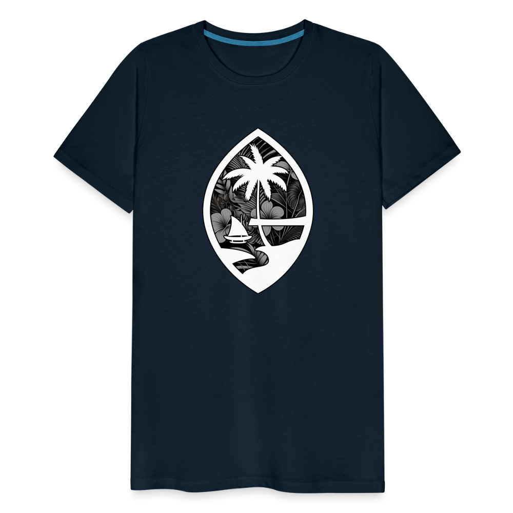 Guam Seal Monochrome Floral Men's Premium T-Shirt - deep navy